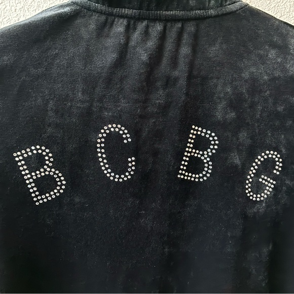 EUC Y2K BCBG Black Velvet Track Jacket (Size:M) - Picture 3 of 11